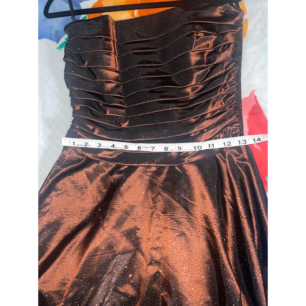 076 Scott McClintock Strapless Brown Sparkle Gown Size 8 – Vintage Evening Dress - Picture 5 of 10